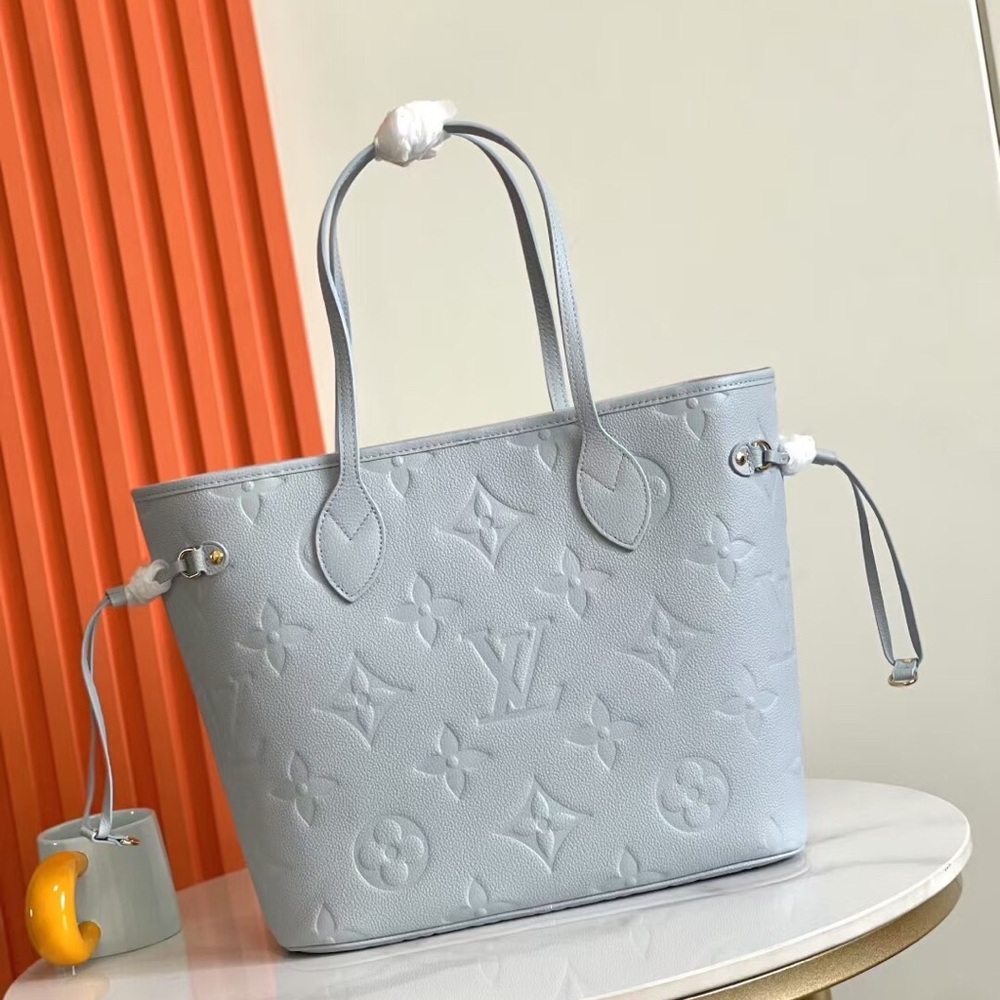 Louis Vuitton Neverfull MM Turtledove Light Blue Empreinte Leather Tote